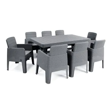 Table SOFIX 170 Cm+ 8 Fauteuils LE BARON Gris