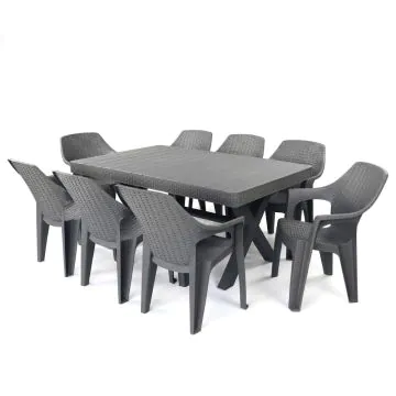 Table SOFIX 170 Cm+ 8 Fauteuils LE BARON Gris