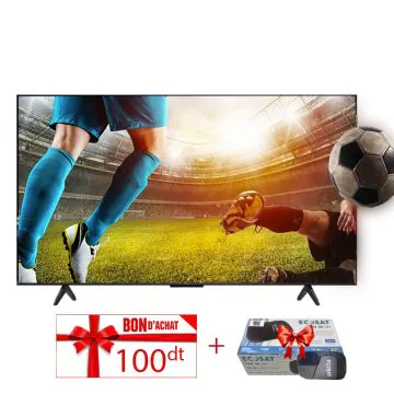 Tv MAXWELL 55" MG60 QLed 4K Smart Google Tv avec Recepteur Integre - Noir + Récepteur Gratuit + Bon D'achat 100 Dt