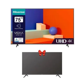  TV HISENSE 75″ Smart Série A6K 4K UHD - Noir + TV LED 32A5200F Gratuit