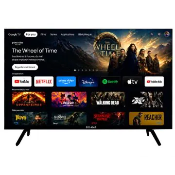 Téléviseur ECOSAT 55" Google TV Qled 4K UHD - Noir + carte abonnement WAVES Gratuite