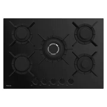 Plaque de Cuisson 5 Feux Gaz 70 cm F417B Vitro Noir FOCUS