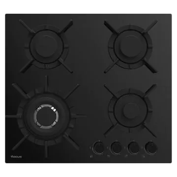 Plaque de Cuisson 4 Feux Gaz 60 cm  F415B Vitro  Noir FOCUS