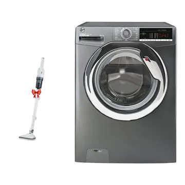Lave Linge Frontal HOOVER H3WS4105TCGE-04 10.5 Kg Silver  + Aspirateur Balai Gratuit 