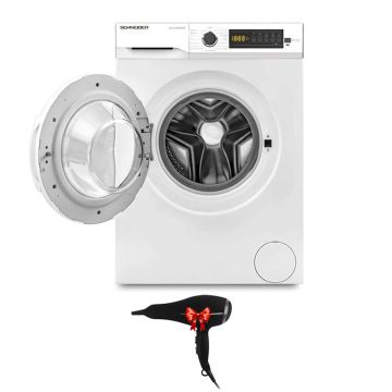 Lave Linge Frontal SCHNEIDER SCLL810EXPW 8KG  Blanc  + Sèche-Cheveux SCHNEIDER  Gratuit 