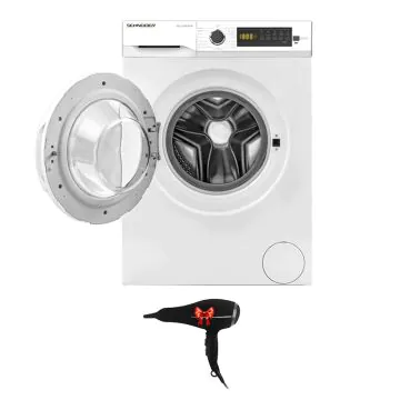 Lave Linge Frontal SCHNEIDER SCLL810EXPW 8KG  Blanc +  Sèche cheveux Gratuit