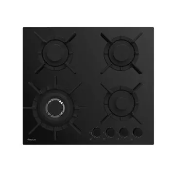 Plaque de Cuisson 4 Feux Gaz 60Cm F.4015BS Vitro Thermocouple -Noir FOCUS