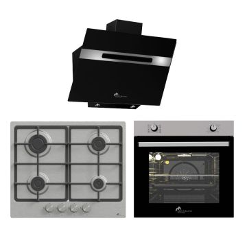 Pack Encastrable MONTBLANC  Plaque + Four + Hotte Inox / Noir   