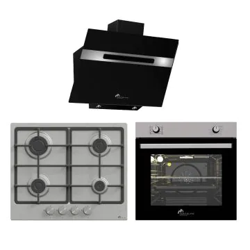 Pack Encastrable MONTBLANC  Plaque + Four + Hotte Inox / Noir   