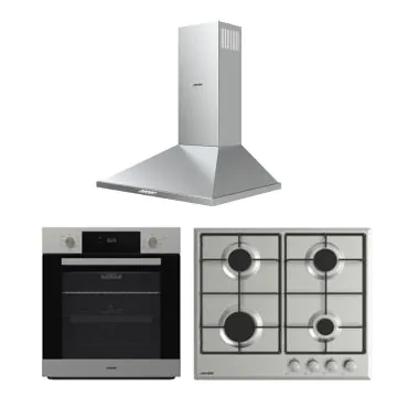 Pack Encastrable JOKER VIOL Inox : Plaque + Four + Hotte