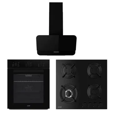 Pack Encastrable JOKER CAPPO Noir  : Four + Plaque + Hotte