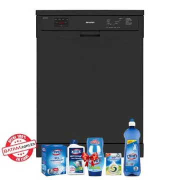 Lave Vaisselle SHARP 15 Couverts QW-V615AS-BK2 Noir + Pack Lavax Gratuit 
