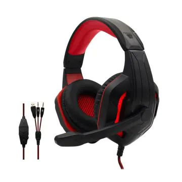 Micro Casque Gamer  KOMC G311 2 Jack + USB LED Rouge 