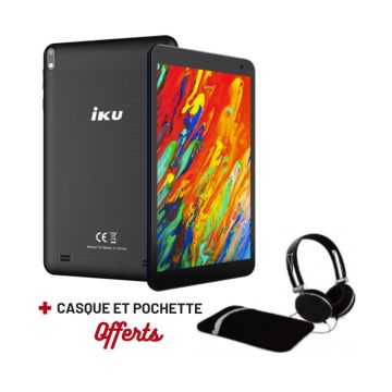 Tablette IKU T5 8" Wifi Black +Etui+ Casque Filaire Gratuit 