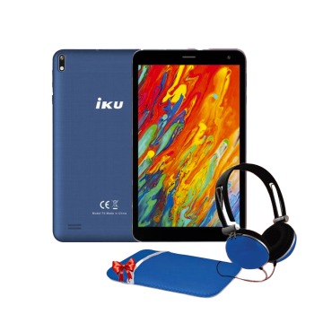 Tablette IKU T5 8" Wifi Bleu + Etui+ Casque Filaire Gratuit 