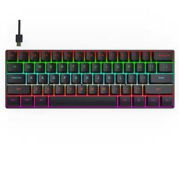 Clavier Gamer Filaire Mécanique H61K Noir -  Interrupteurs bleus