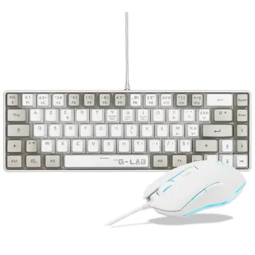 Pack 2en1 G-LAB Combo Hydrogen Clavier AZERTY Et Souris Filaire - Blanc/Gris
