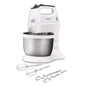 Batteur Avec Bol Quick Mix MOULINEX 200W  HM312 Blanc - Inox 