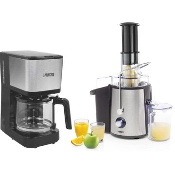 Pack Centrifugeuse de Jus PRINCESS 203040 900W - Inox  + Cafetière PRINCESS 246031 750W - Inox Gratuit 
