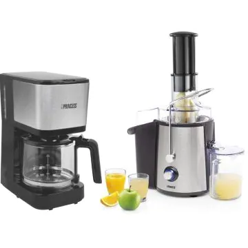 Pack Centrifugeuse de Jus PRINCESS 203040 900W - Inox  + Cafetière PRINCESS 246031 750W - Inox Gratuit 
