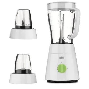 Blender 3en1 BRAUN JB0123WH 500W 1.5 Litres - Blanc + Avec 2x Moulins