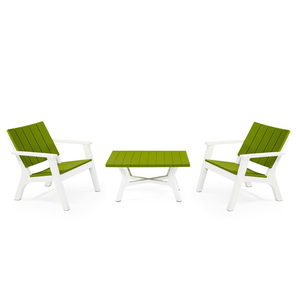 Salon de Jardin SOTUFAB Central Park 2 Places Blanc /Vert Olive