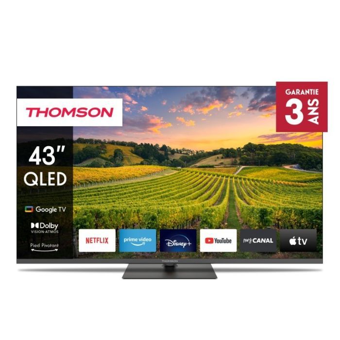 TV THOMSON 43" 43QG5C14 QLED UHD 4K Google Tv - Gris foncé