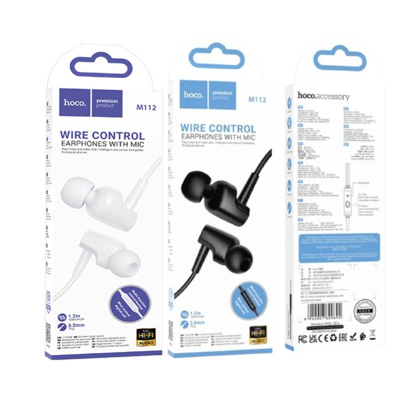 Ecouteurs Filaires Hoco M112 Jack 3.5mm- Blanc