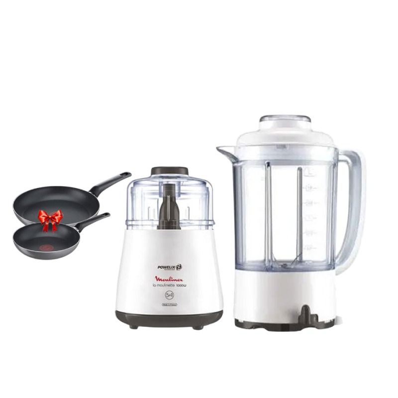 Moulinette Avec BOL DPA241 1000W Blanc MOULINEX + 2 poêles TEFAL offertes